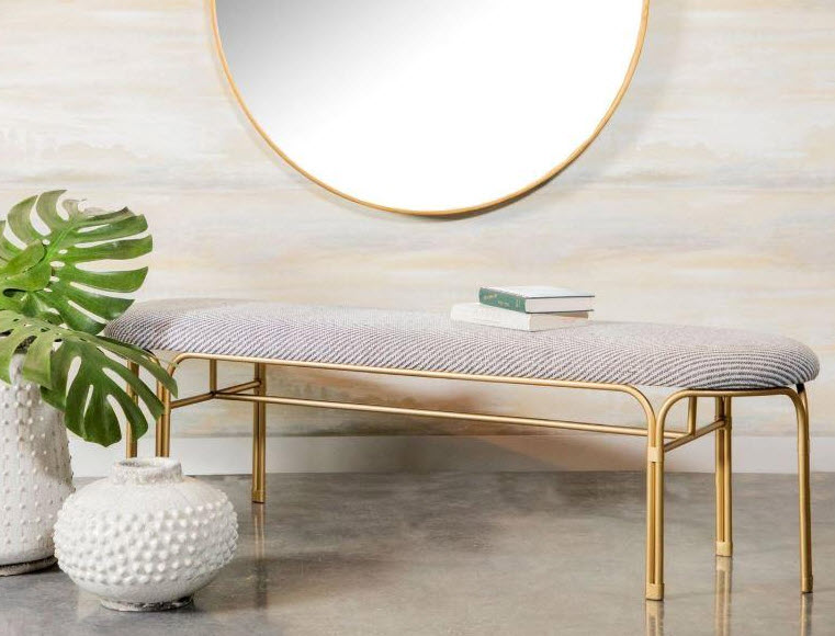 Art Deco Gold Leg Bench