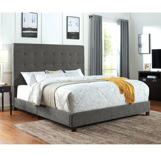 Carroll Gray Button Tufted Bed