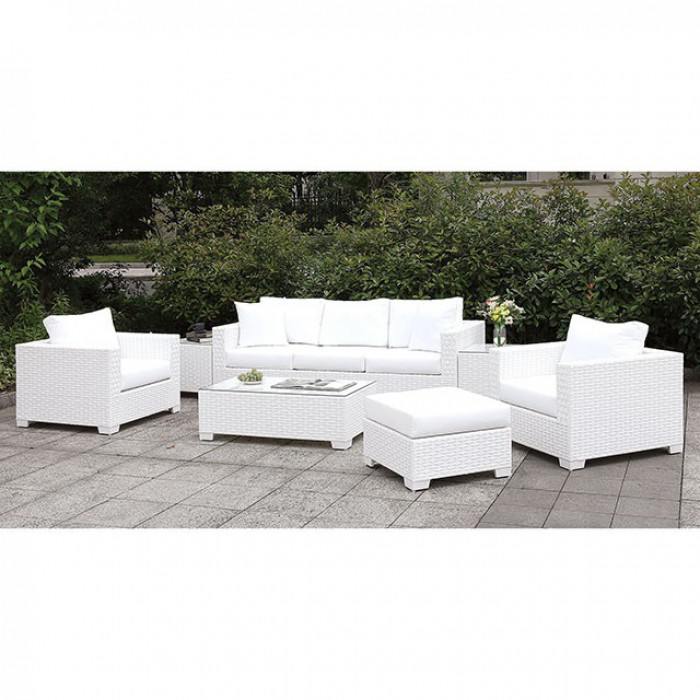 Somani Ii White Faux Wicker Patio Sofa Set