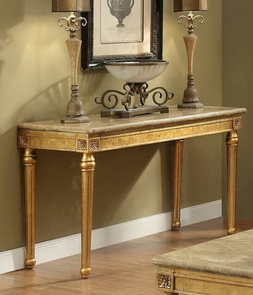 Daesha Marble & Antique Gold Sofa Table