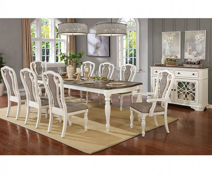 Leslie Traditional Style Whitewash Dining Table