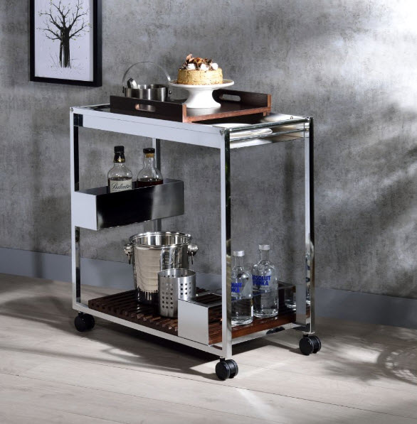 Lisses Chrome Industrial Serving Cart
