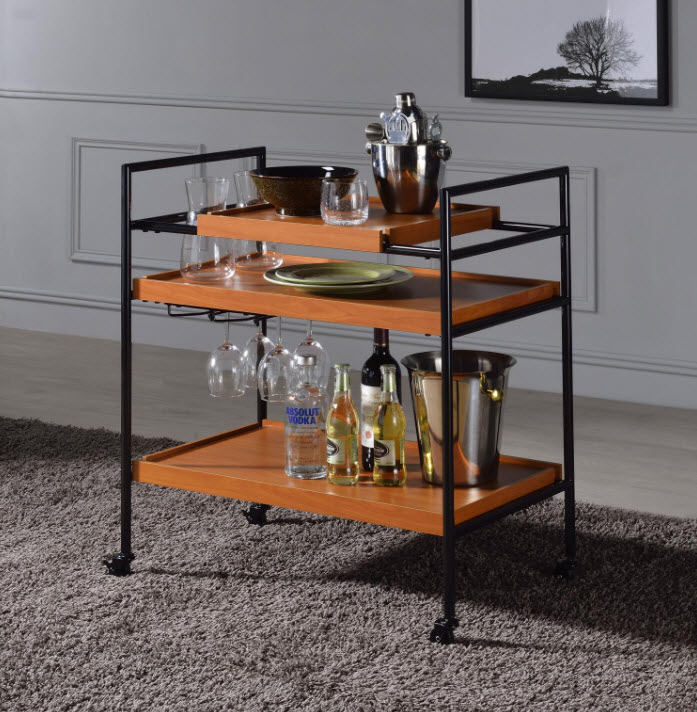 Oaken Industrial Serving Cart