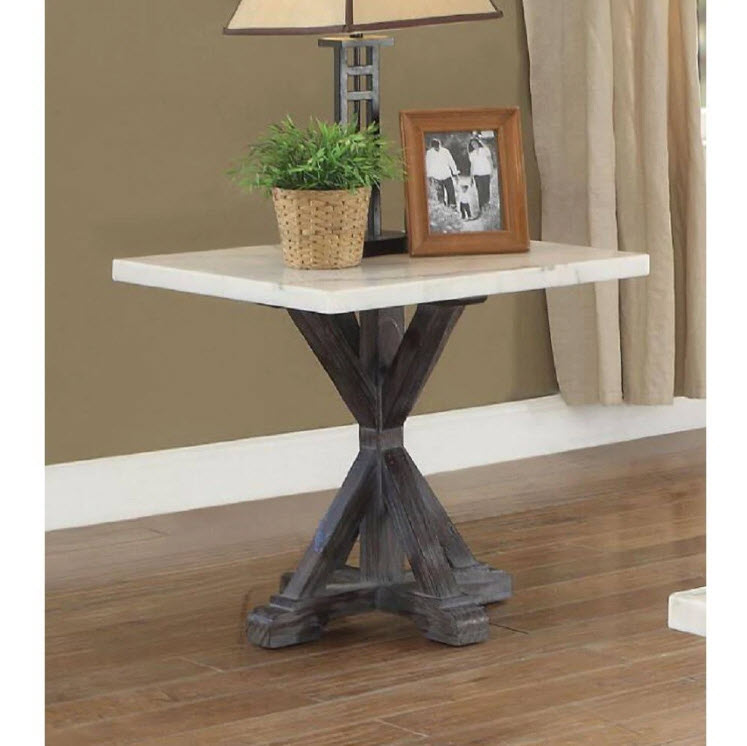 Romina White Marble Top End Table