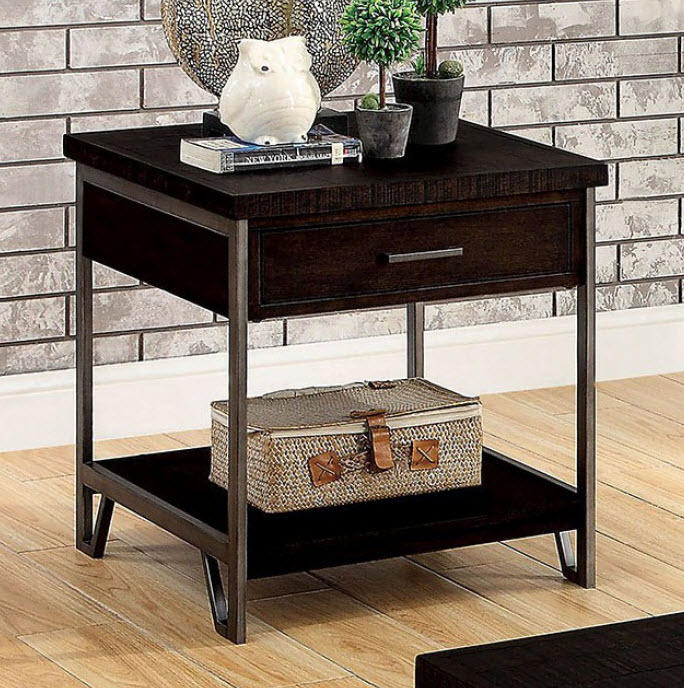 Wasta Dark Oak Industrial Style End Table